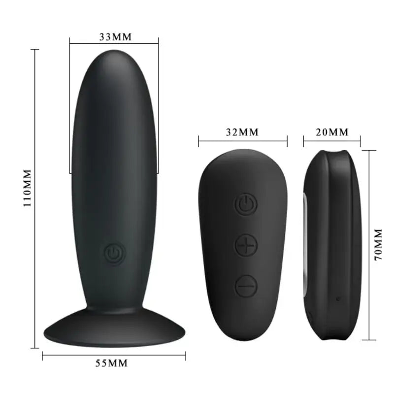Mr play - plug anal con vibración negro control remoto