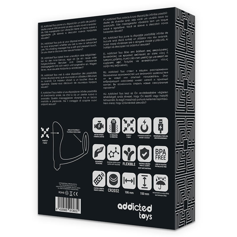 Addicted toys - anilla pene con plug anal control remoto