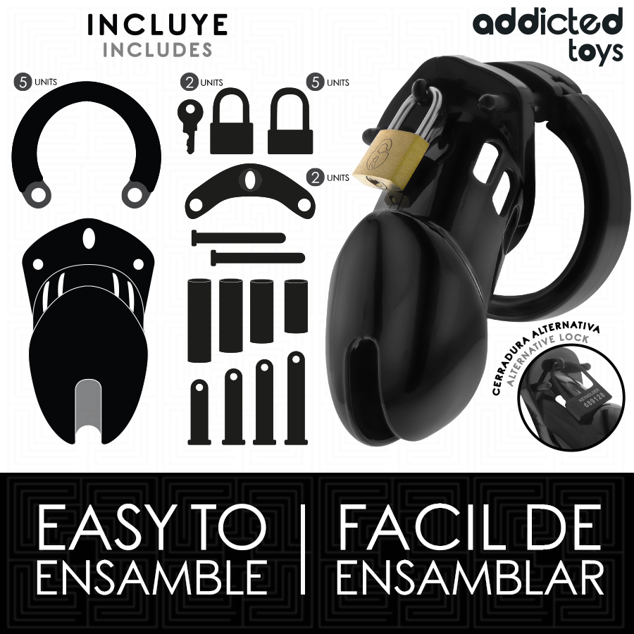 Addicted toys locked - obsidian hold jaula para pene talla m