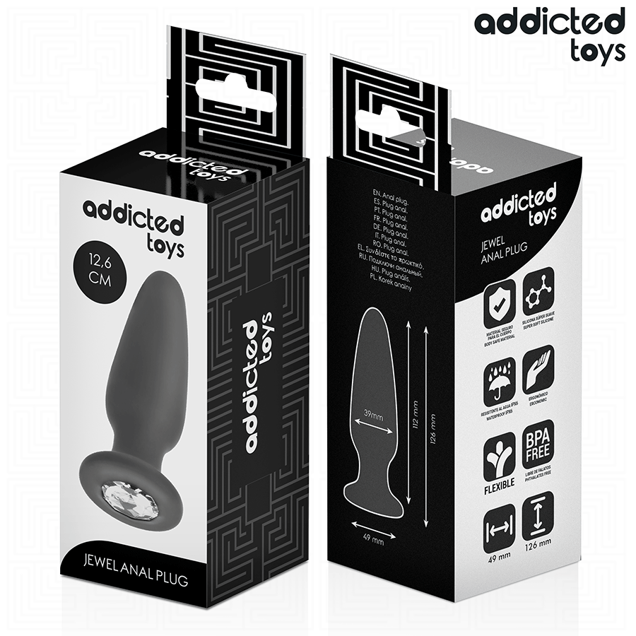 Addicted toys - plug anal con joya silicona talla l 12,6 cm
