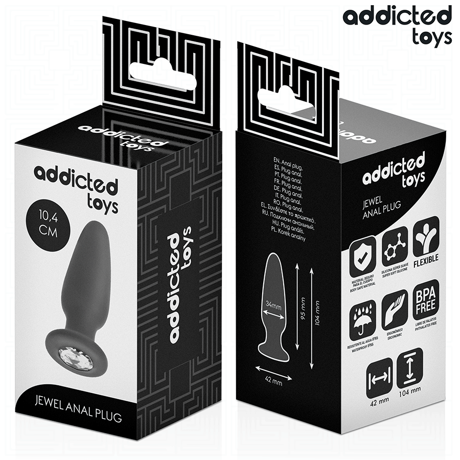 Addicted toys - plug anal con joya silicona talla m 10,4 cm