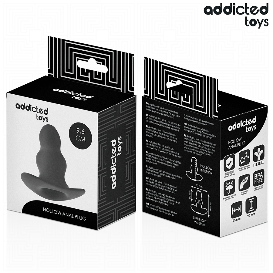 Addicted toys - plug anal hueco silicona talla m 9,6 cm