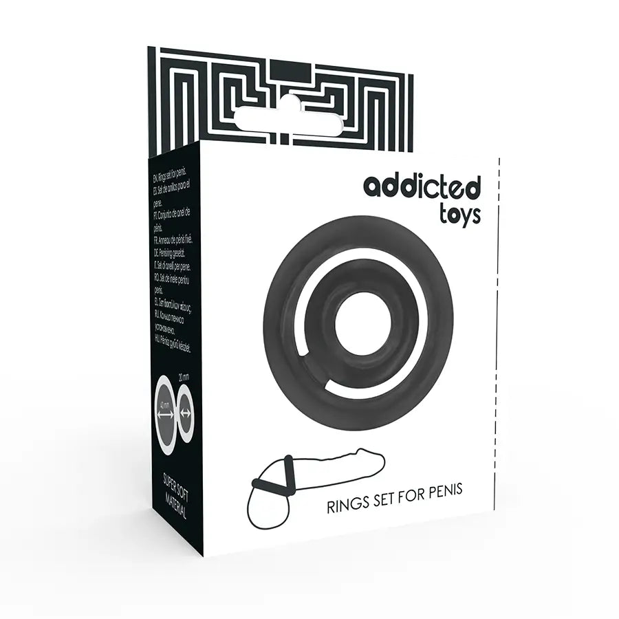 Addicted toys - potenz set anillos pene negro