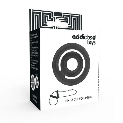 Addicted toys - potenz set anillos pene negro