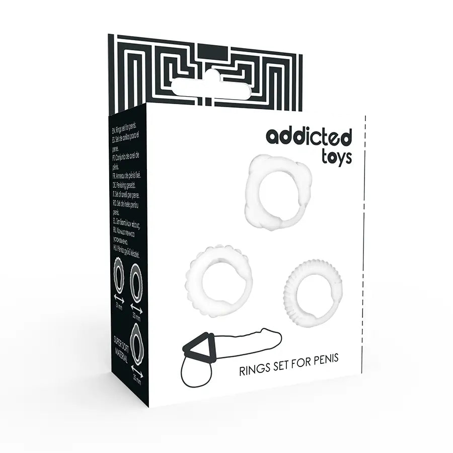 Addicted toys - set 3 anillos pene clear