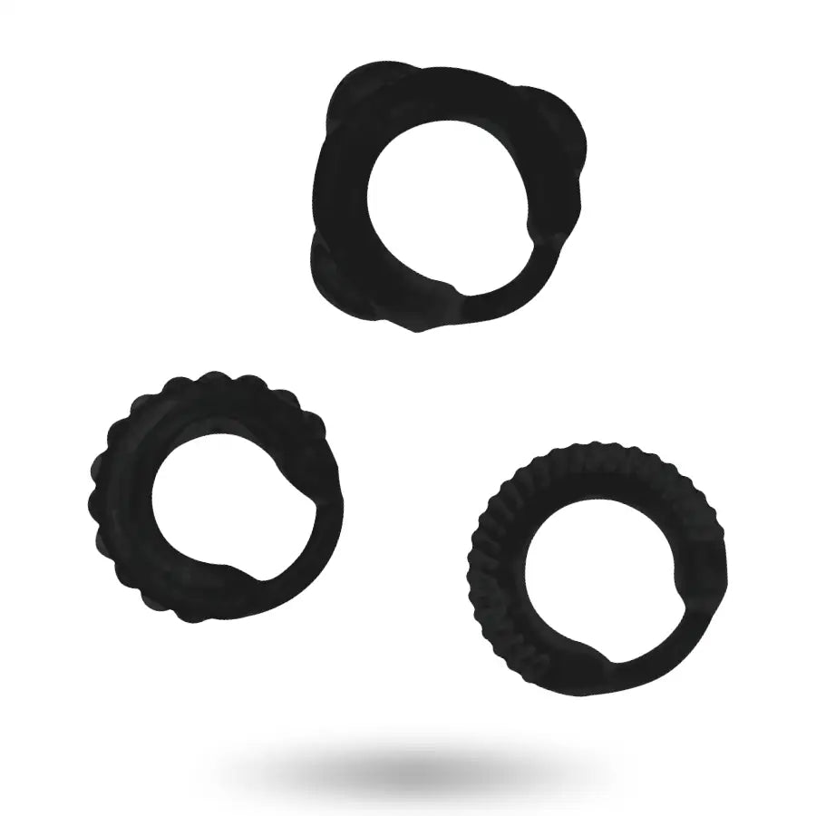 Addicted toys - set 3 anillos pene negro