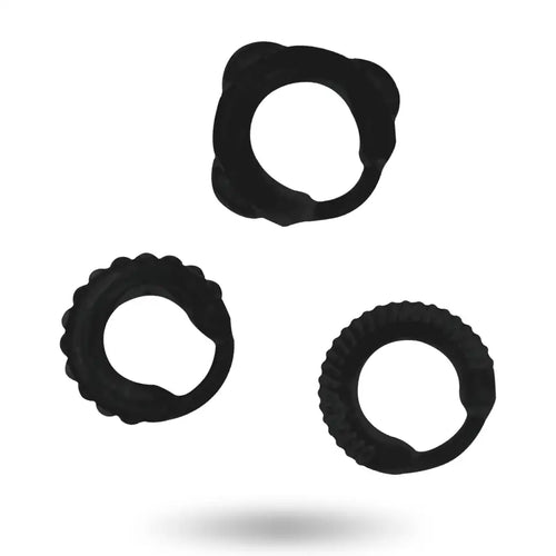 Addicted toys - set 3 anillos pene negro