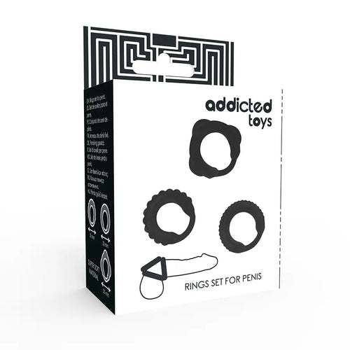 Addicted toys - set 3 anillos pene negro