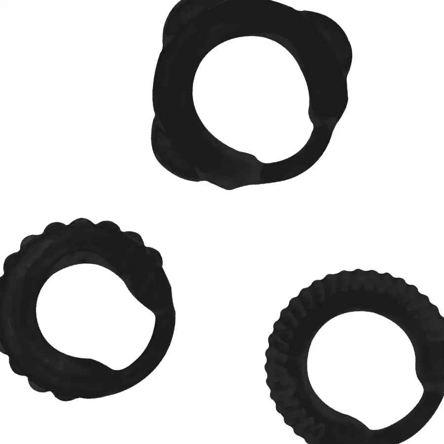 Addicted toys - set 3 anillos pene negro