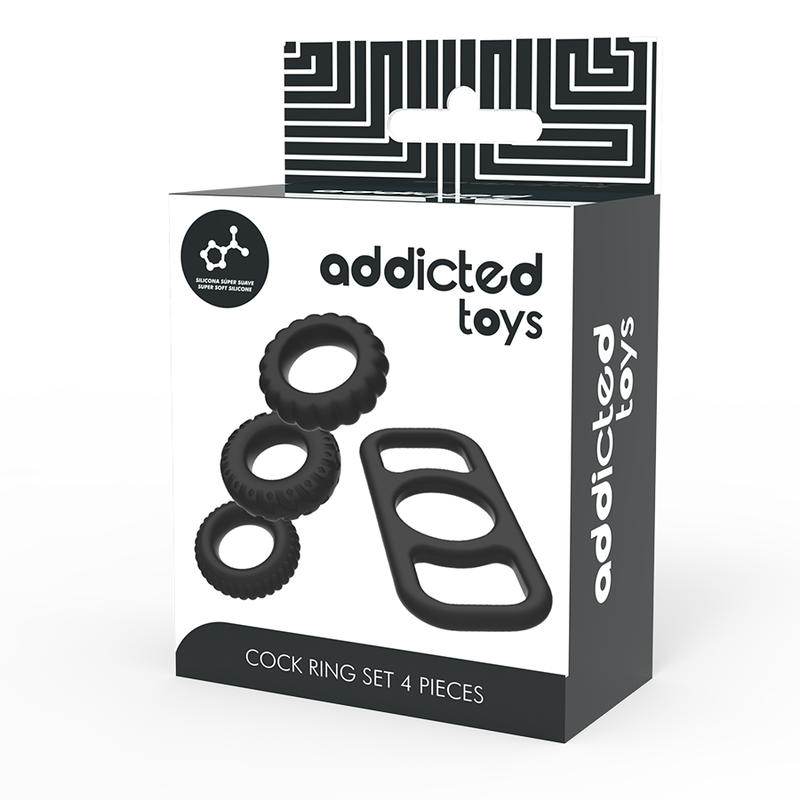 Addicted toys - set 4 anillos silicona para el pene