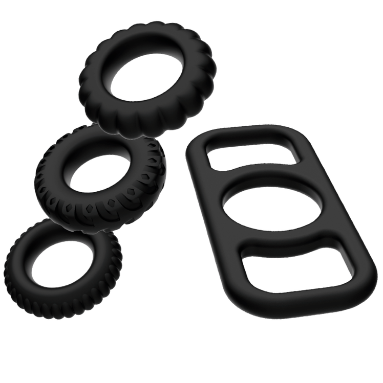 Addicted toys - set 4 anillos silicona para el pene