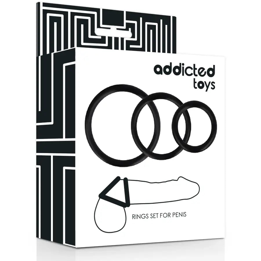 Addicted toys - set anillos pene negro