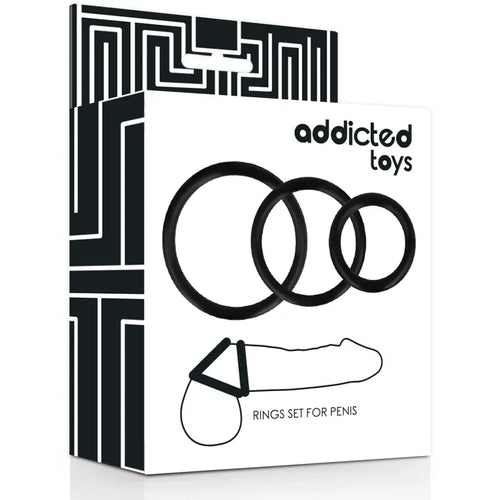 Addicted toys - set anillos pene negro