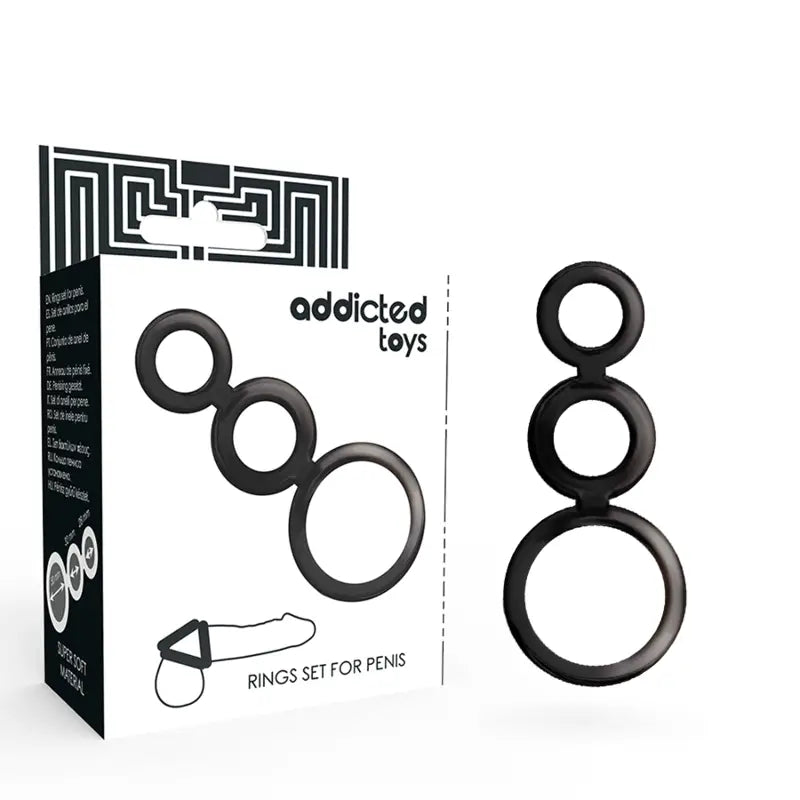 Addicted toys - set anillos pene y testículos - ahumado