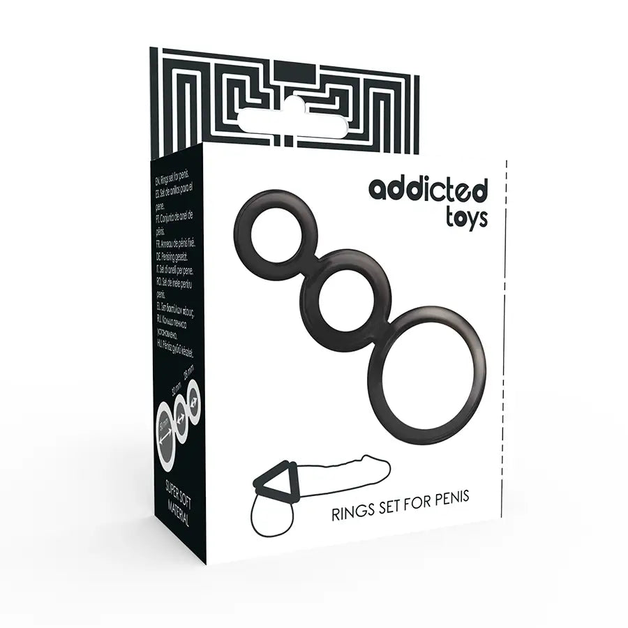 Addicted toys - set anillos pene y testículos - ahumado