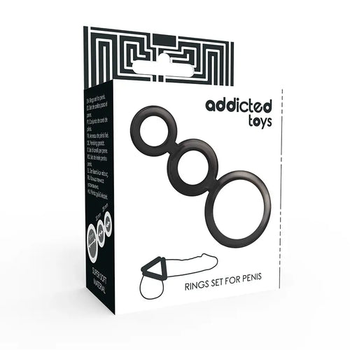 Addicted toys - set anillos pene y testículos - ahumado