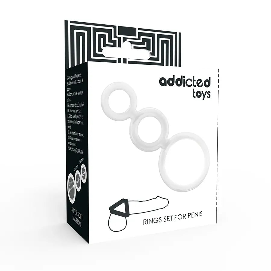 Addicted toys - set anillos pene y testículos clear