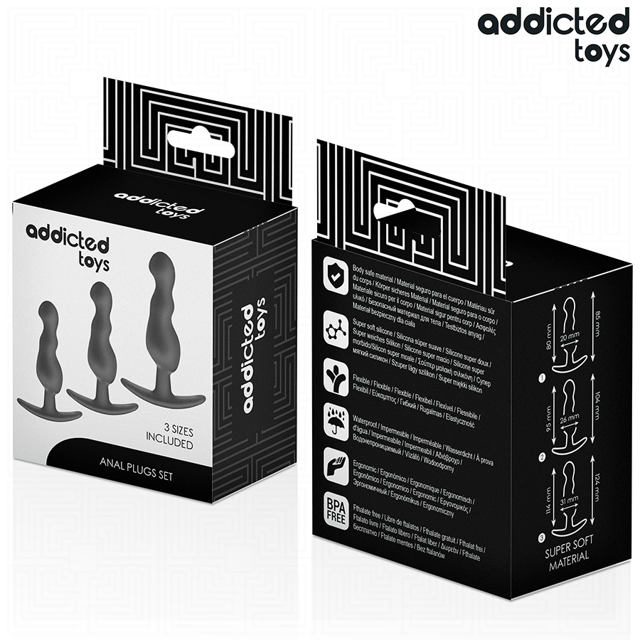 Addicted toys - set de 3 plug anal silicona modelo 1