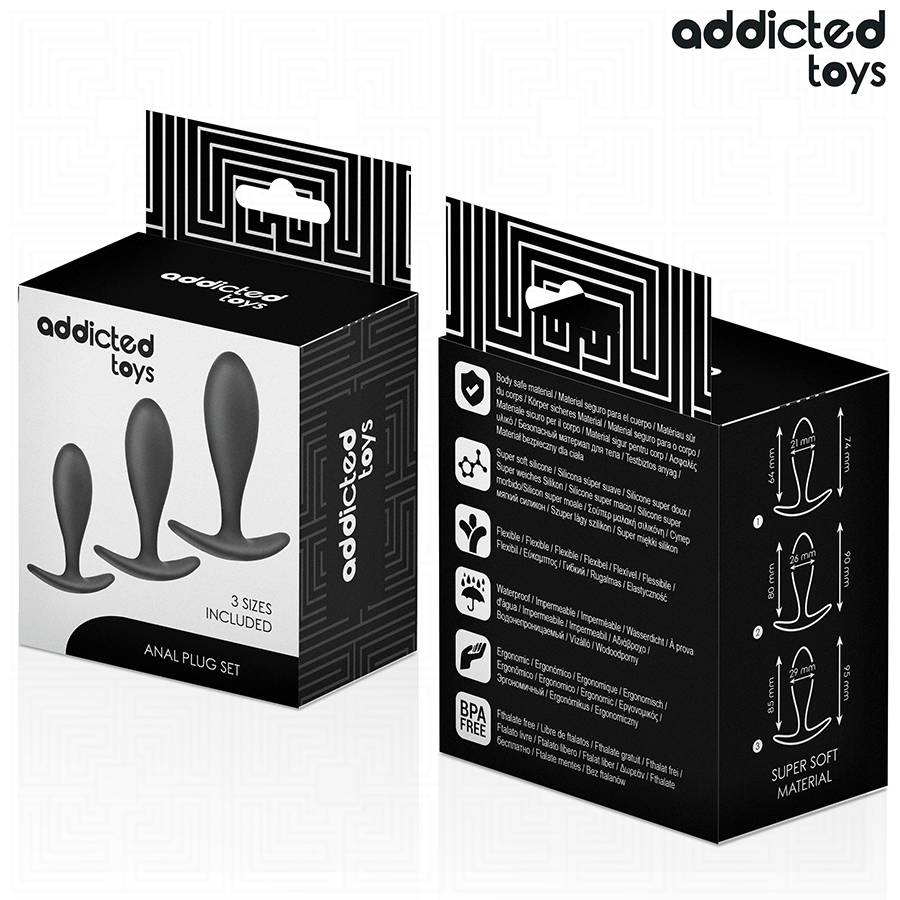 Addicted toys - set de 3 plug anal silicona modelo 2
