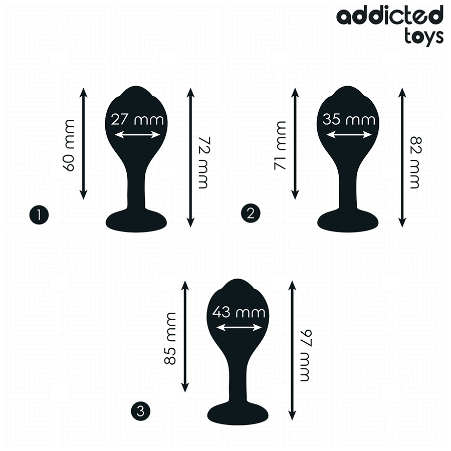 Addicted toys - set de 3 plug silicona anal con joya