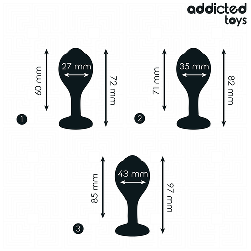Addicted toys - set de 3 plug silicona anal con joya
