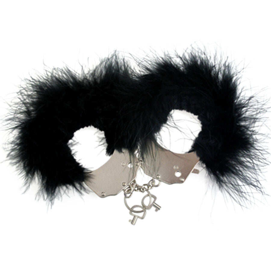 Adrien lastic - esposas metal con plumas negro