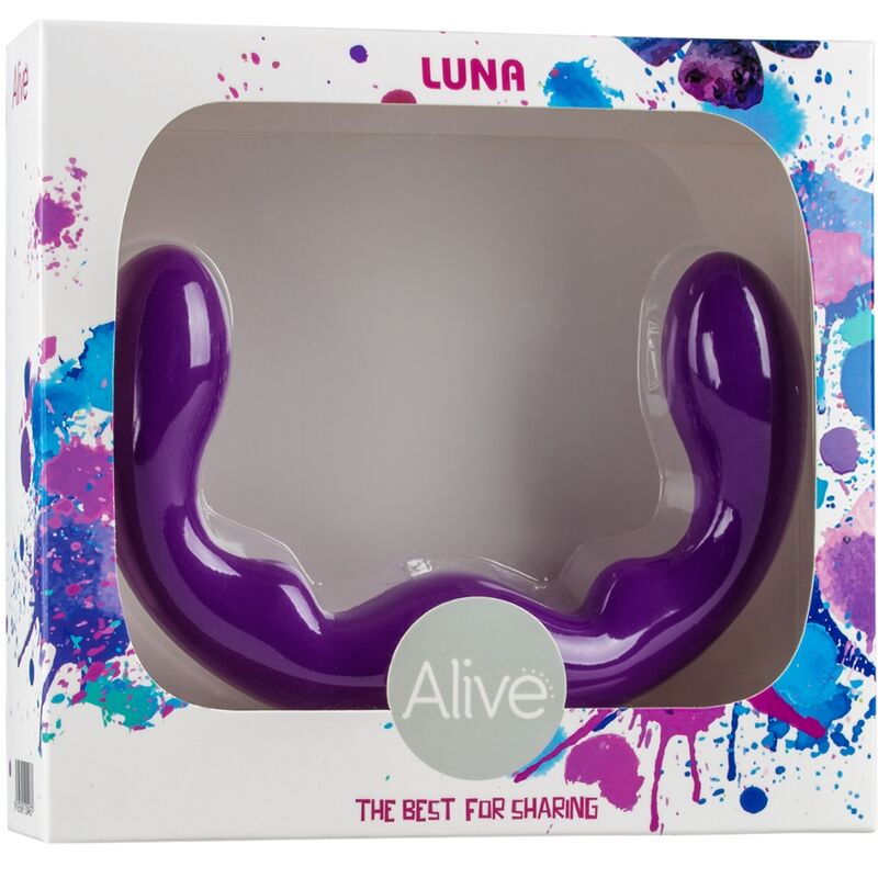 Alive - luna dildo doble penetración silicona violeta 25 cm