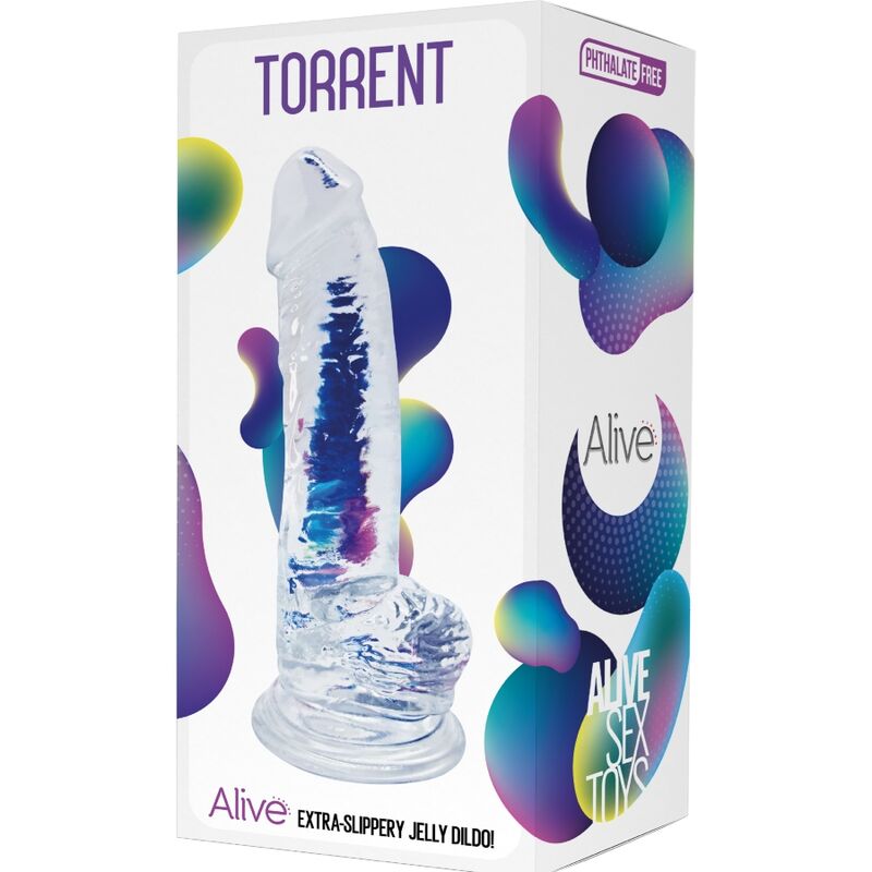 Alive - torrent pene realístico transparente 20.6 cm