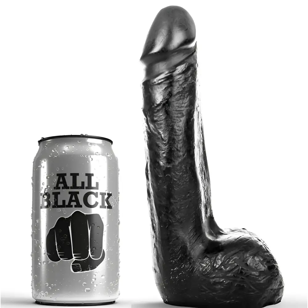 All black - dildo realístico negro suave 20 cm