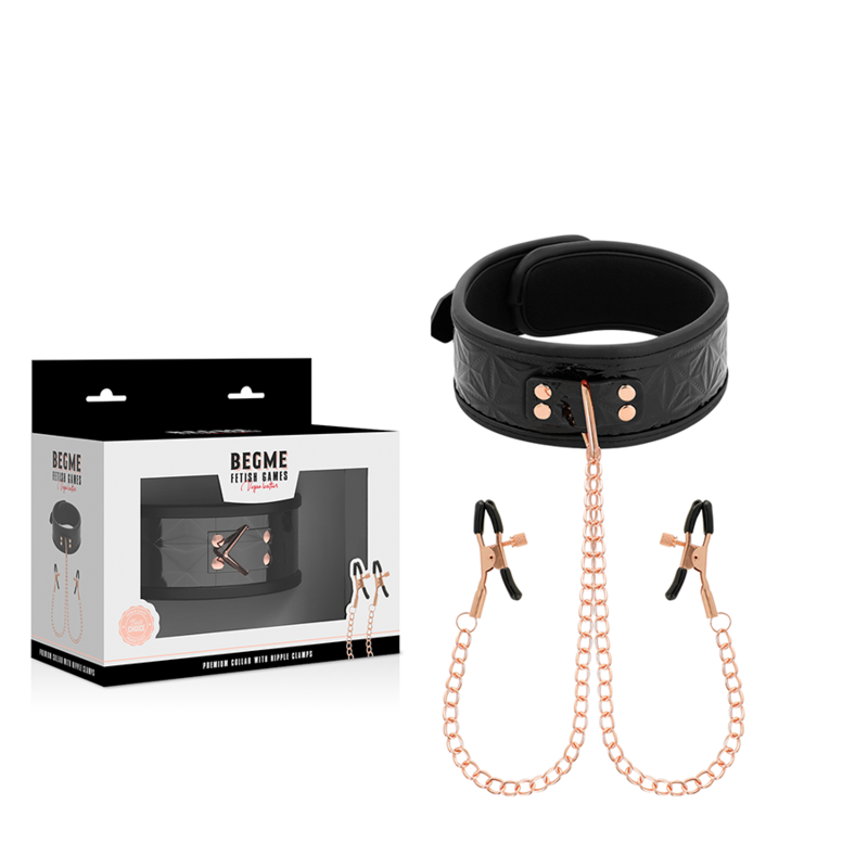 Begme - black edition collar con cadenas y pinzas pezones