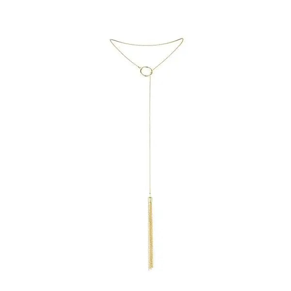 Bijoux - magnifique collar metlico con flecos dorado
