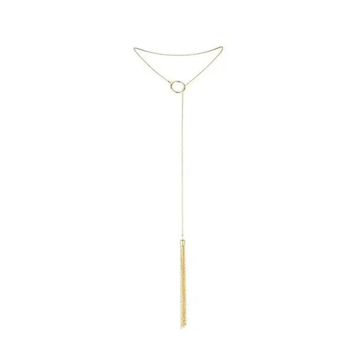 Bijoux - magnifique collar metlico con flecos dorado