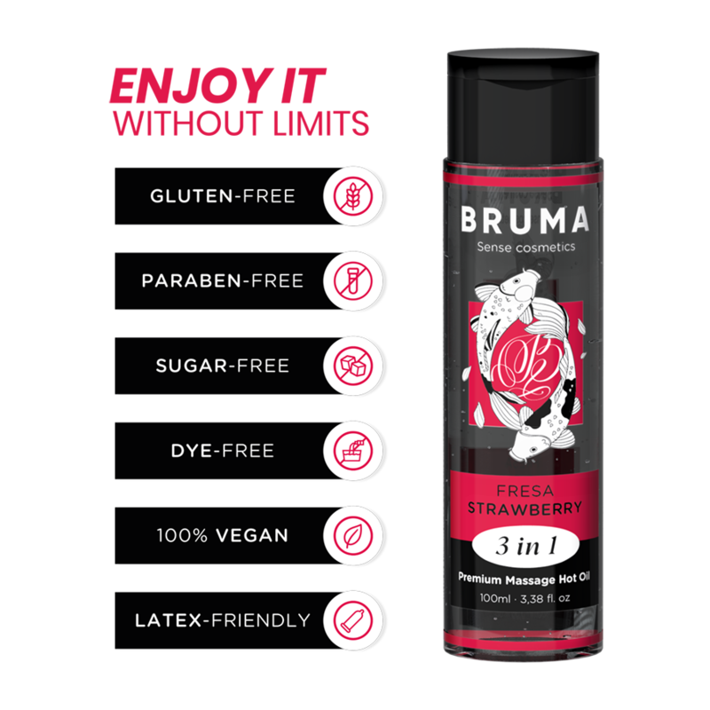 Bruma - aceite de masaje premium efecto calor sabor fresa 3