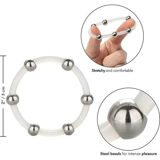 Calexotics - anillo de silicona con cuentas de acero talla