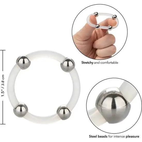 Calexotics - anillo de silicona con cuentas de acero talla l
