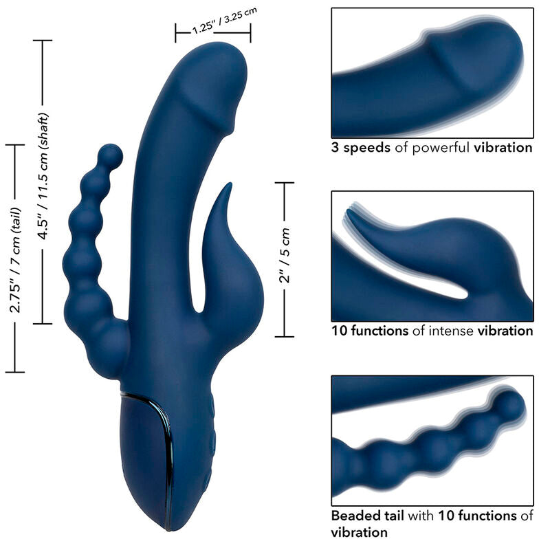 Calexotics - vibrador triple orgasm azul