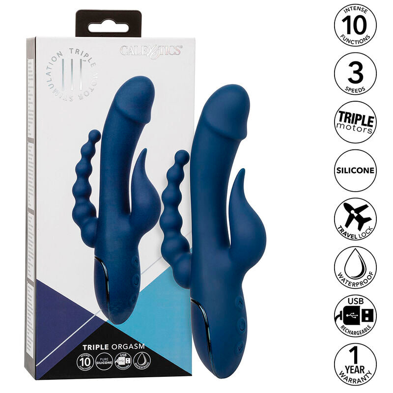 Calexotics - vibrador triple orgasm azul