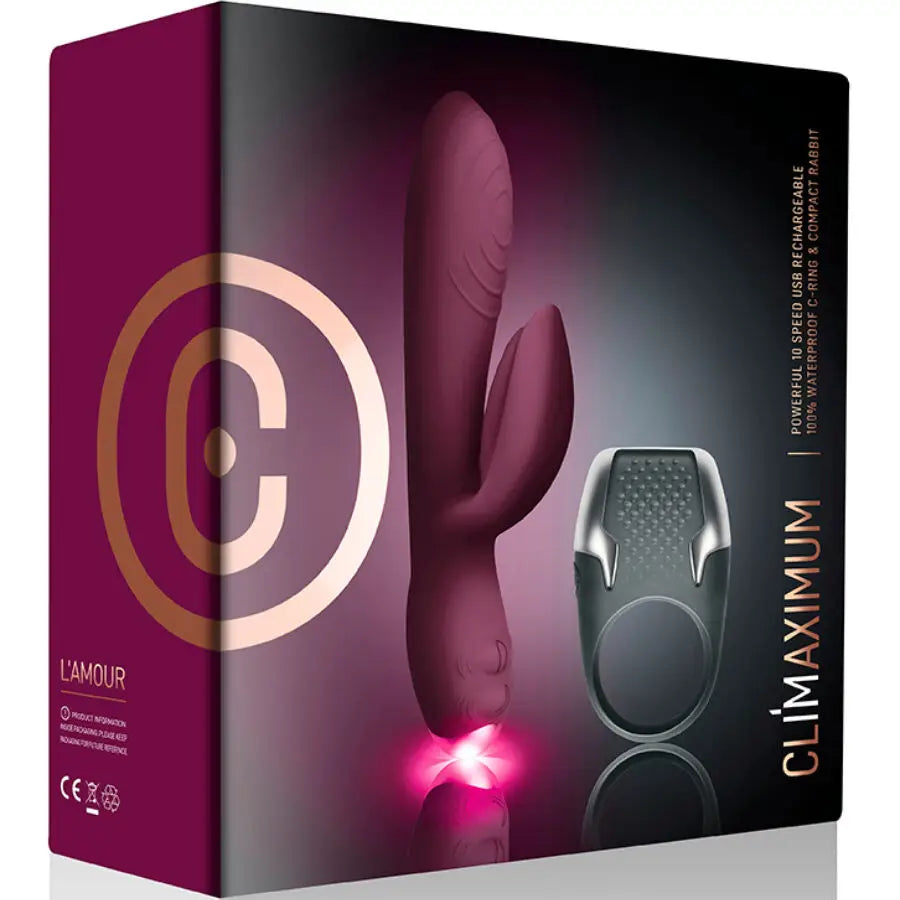 Climaximum - lamour kit vibrador rabbit + anillo pene led