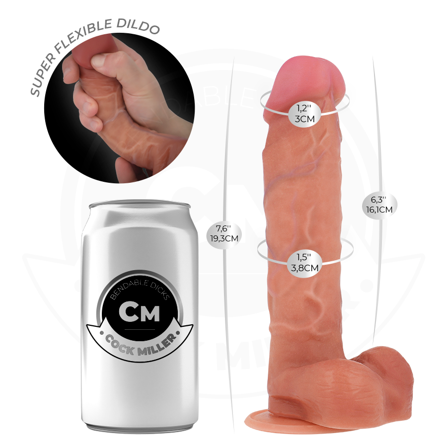 Cock miller - dildo hiperrealístico articulable 19,3 cm