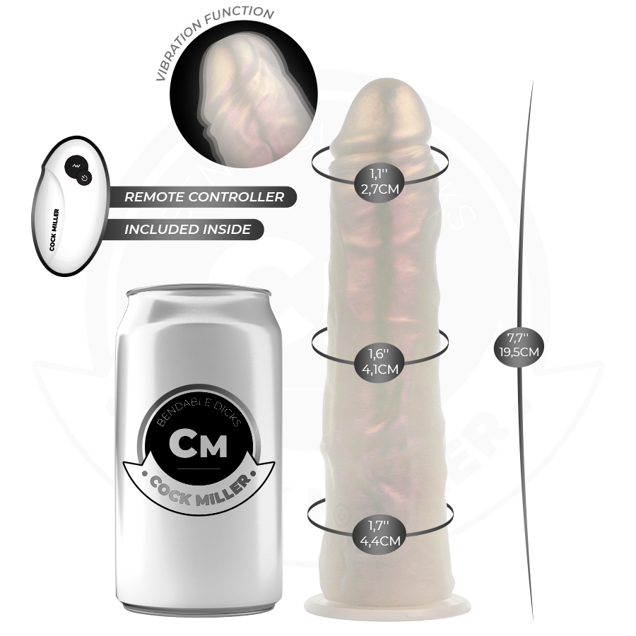 Cock miller - dildo silicona 19,5 cm luces y vibración
