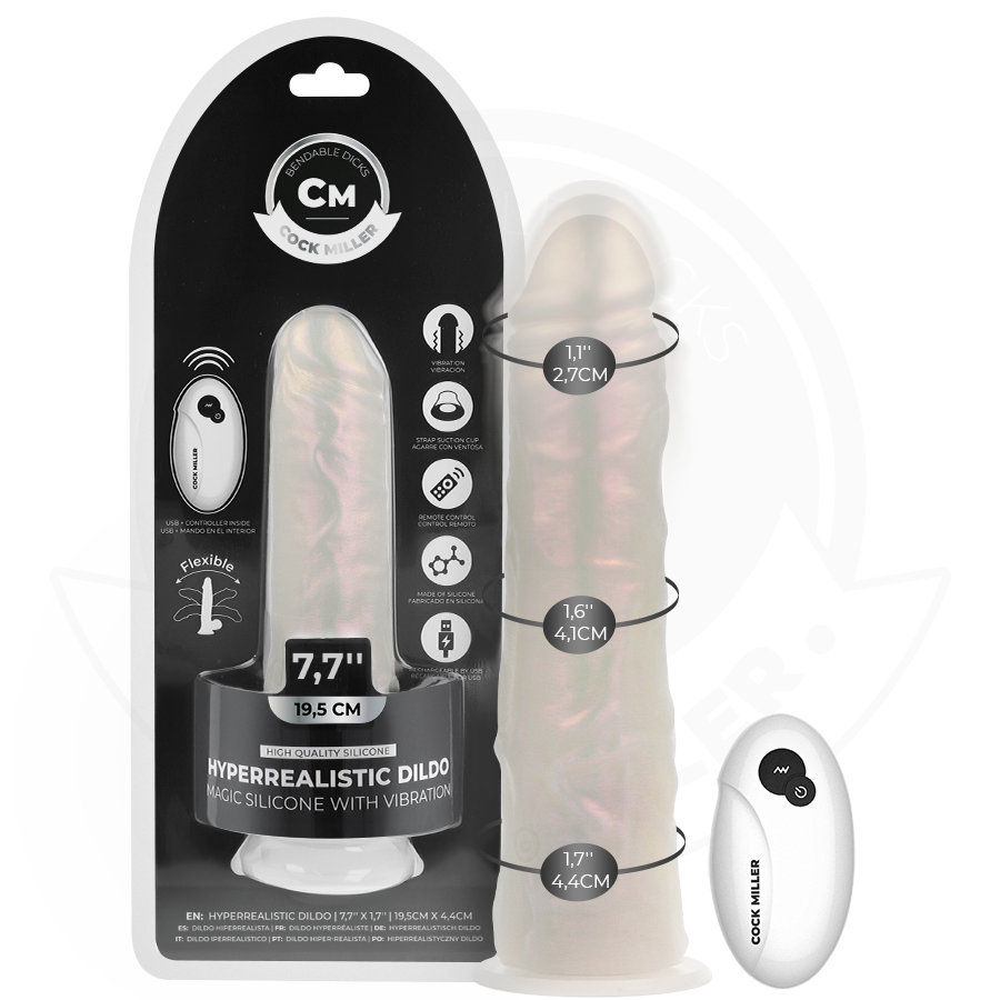 Cock miller - dildo silicona 19,5 cm luces y vibración
