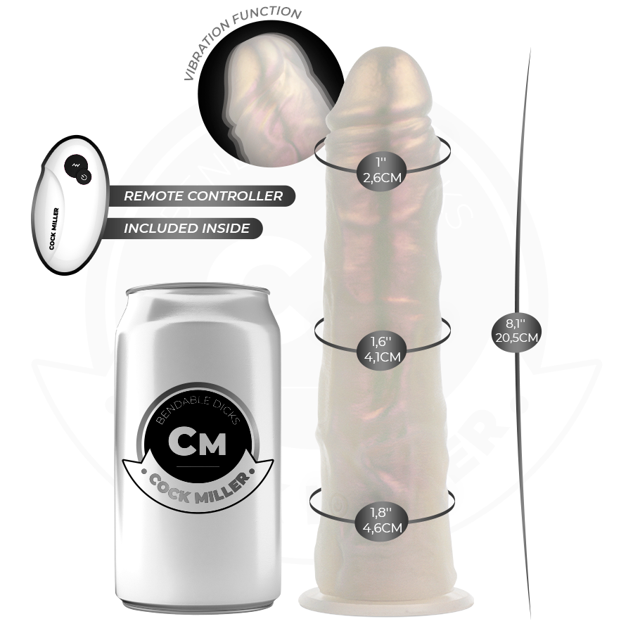 Cock miller - dildo silicona 20,5 cm luces y vibración