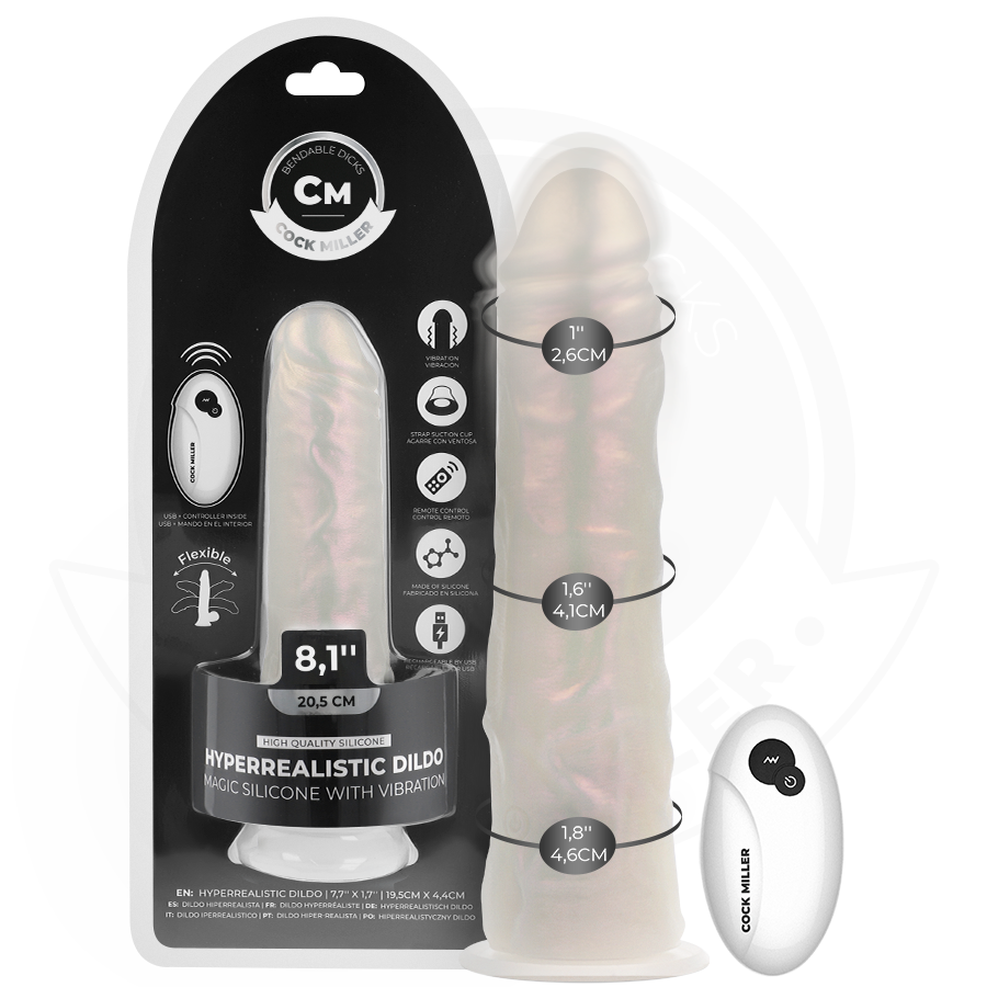 Cock miller - dildo silicona 20,5 cm luces y vibración