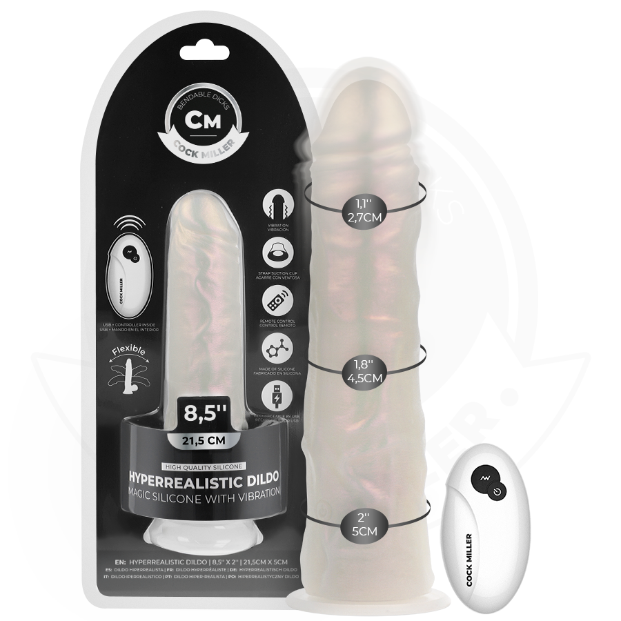 Cock miller - dildo silicona 21,5 cm luces y vibración