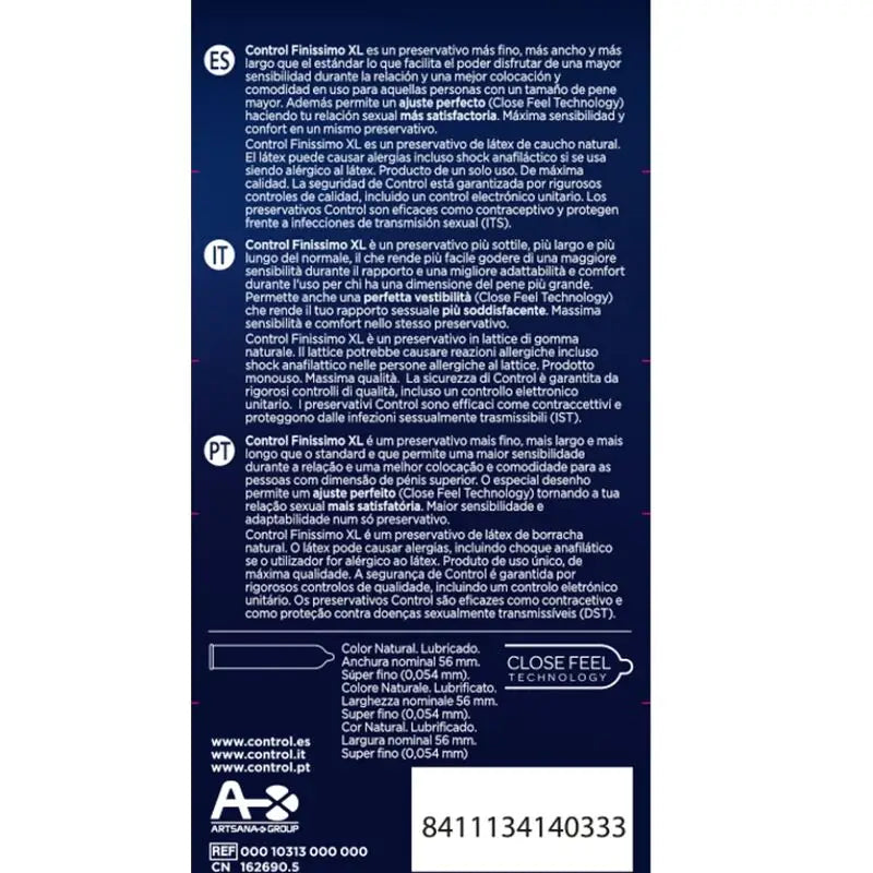 Control - finissimo xl preservativos 12 unidades