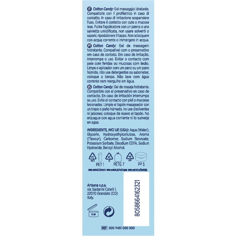 Control - masaje gel 3 en 1 algodón de azúcar 200 ml