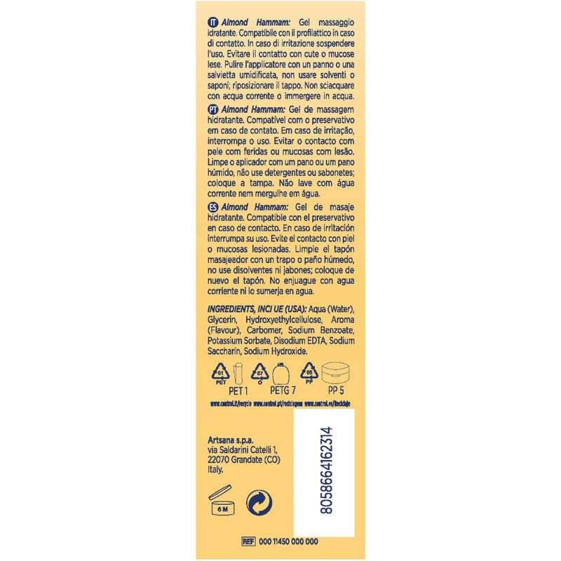 Control - masaje gel 3 en 1 leche de almendra 200 ml