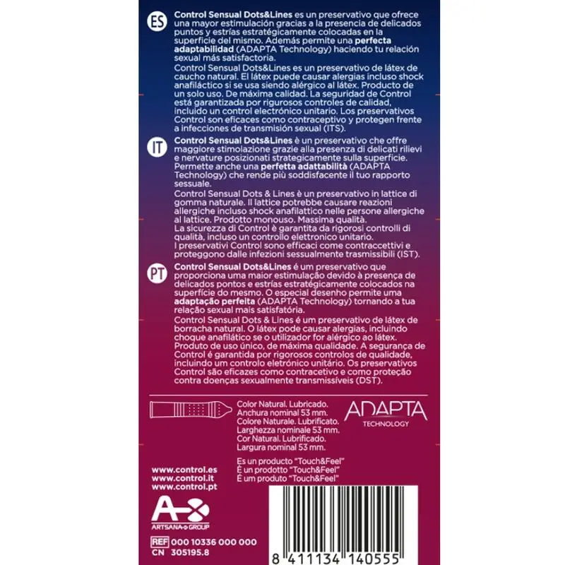 Control - sensual dots & lines puntos y estrias 12 uds