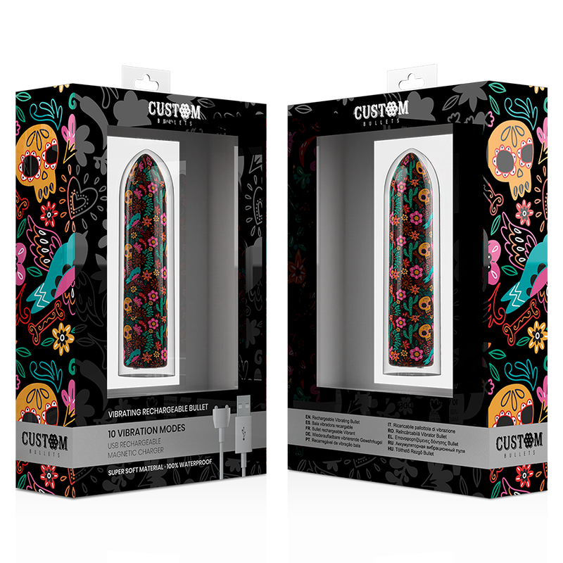 Custom bullets - bala recargable skull 10 intensidades
