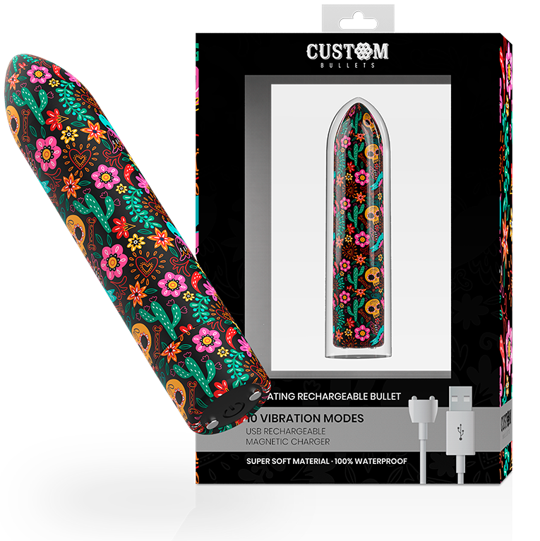 Custom bullets - bala recargable skull 10 intensidades